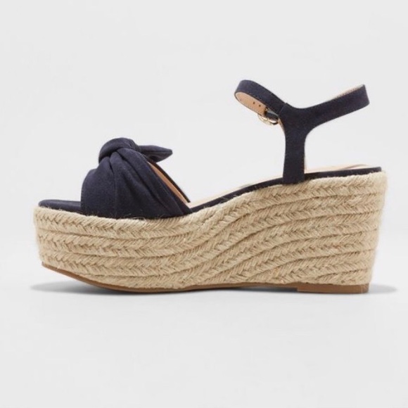 Blue A New Day Happy Bow Espadrille Wedges, NWT - Picture 2 of 3